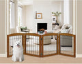 LZRS 4-Panel Extra-Wide Wooden Freestanding Dog Gate: Foldable Solid Wood and by LZRSPET