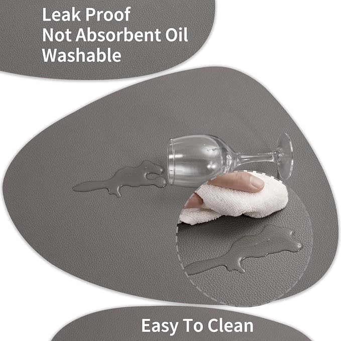 Myir JUN Placemats, Dual-Sided Placemats Waterproof Faux Leather Placemats Set - Image 3