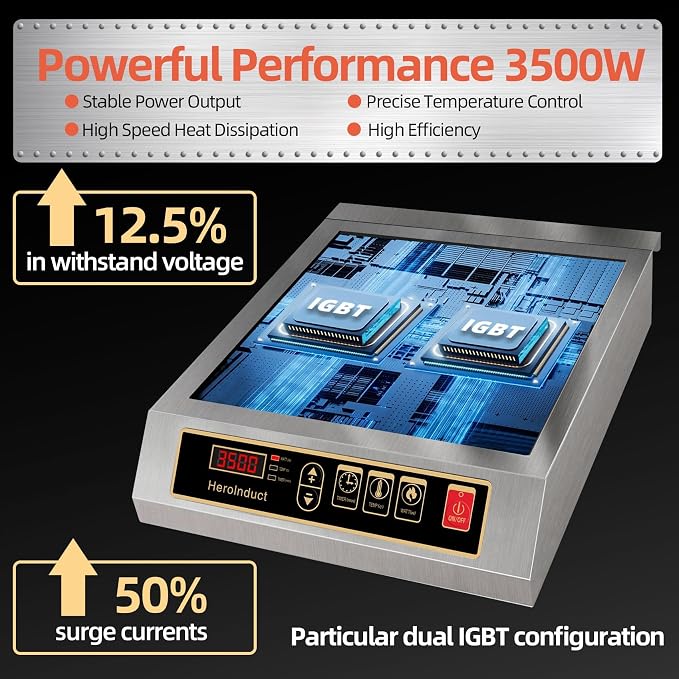 Portable Induction Cooktop 208-240V 3500W Commercial Range Countertop Burner - Image 4