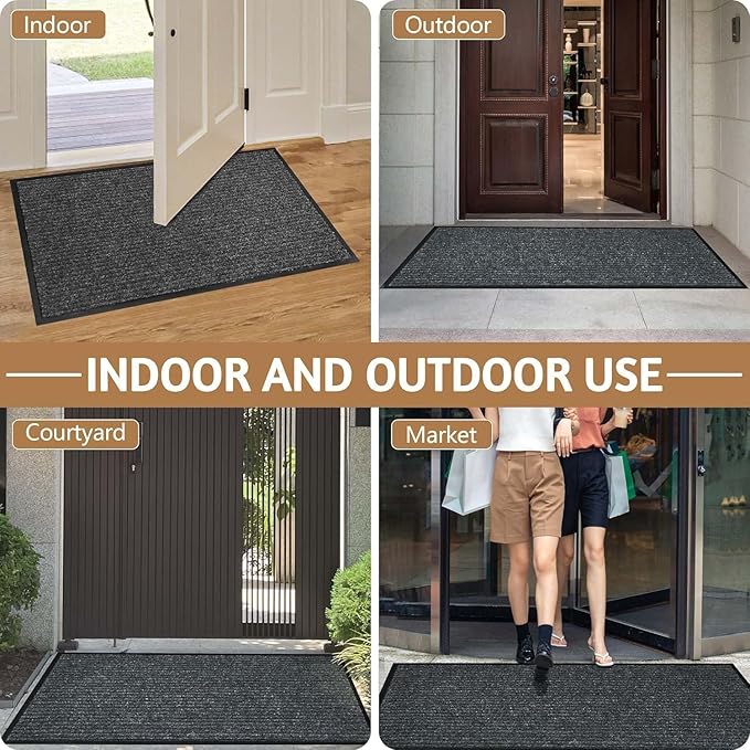 Durable Front Door Mat, Heavy Duty Indoor Outdoor Doormat, 48” x 36” Low - Image 6