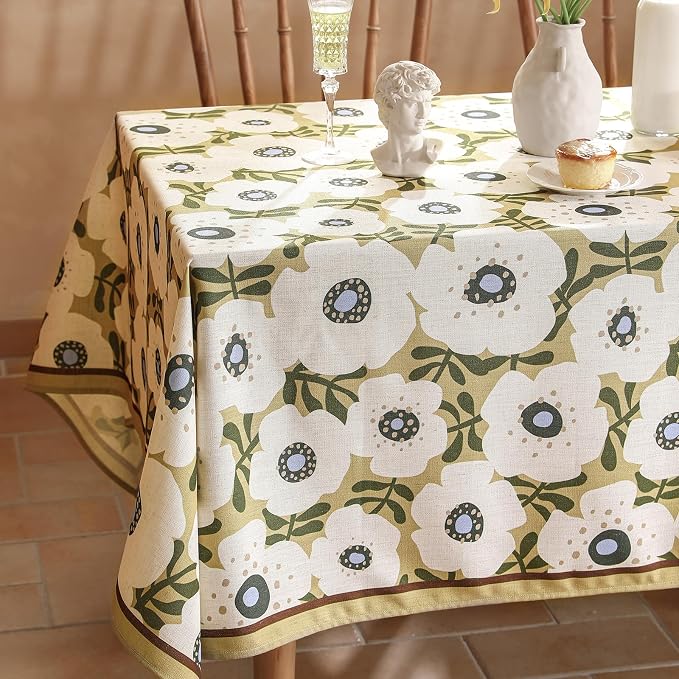Designer Vintage Small Rectangular Tablecloth, Linen French Tablecloth - Image 3