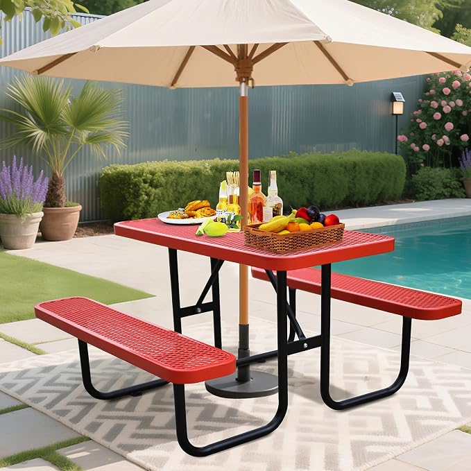 4FT Rectangular Metal Picnic Table - Image 2