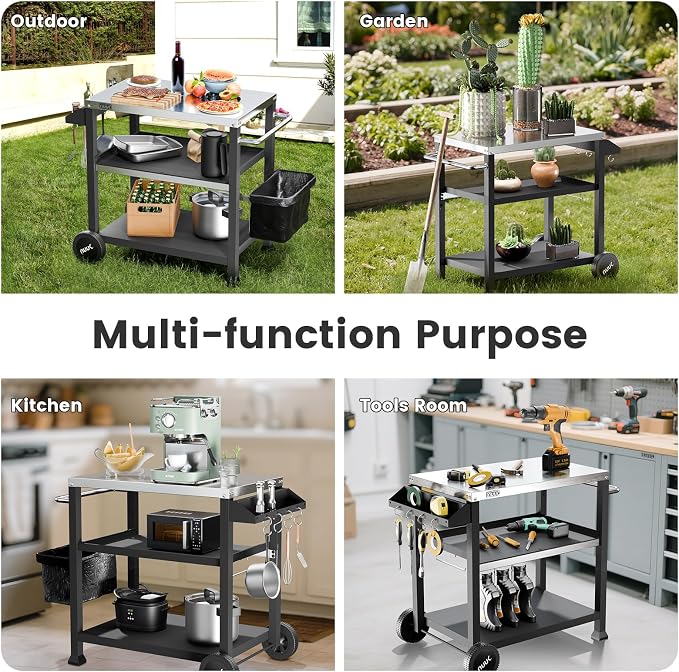 NUUK 3-Shelf Grill Cart for Outdoor - Image 7