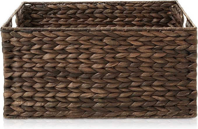 Casafield Set of 2 Water Hyacinth Pantry Baskets, 12-1/2" x 17" x 8", - Image 4