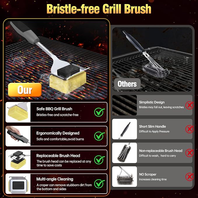 Grill Brush Bristle Free for Outdoor Grill, Steam Grill Cleaning Brush - Image 7