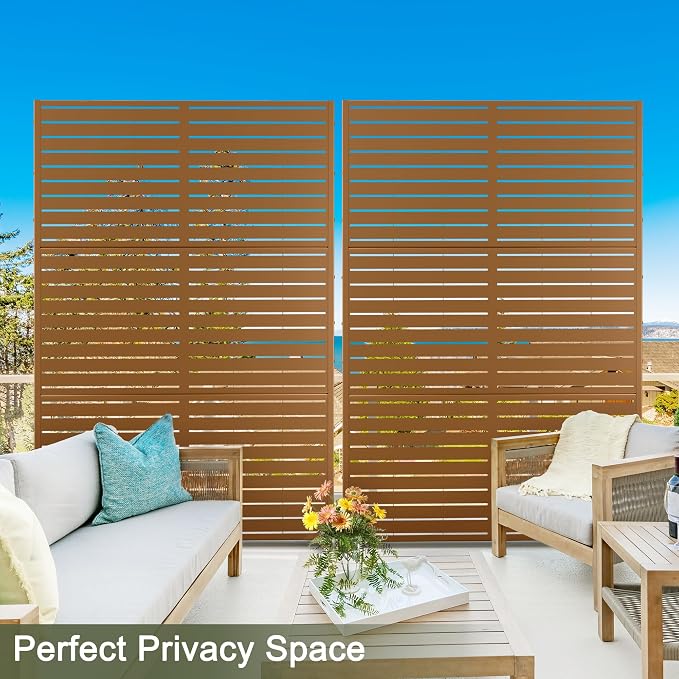 Metal Privacy Screen Outdoor 72" H×47" W, Freestanding Decorative Privacy Screen - Image 5