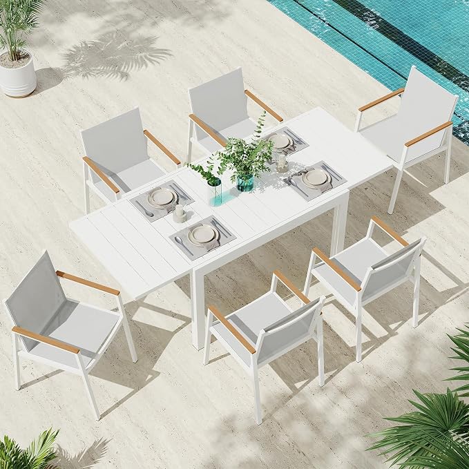 Expandable Outdoor Patio Dining Table Set by Oasbira