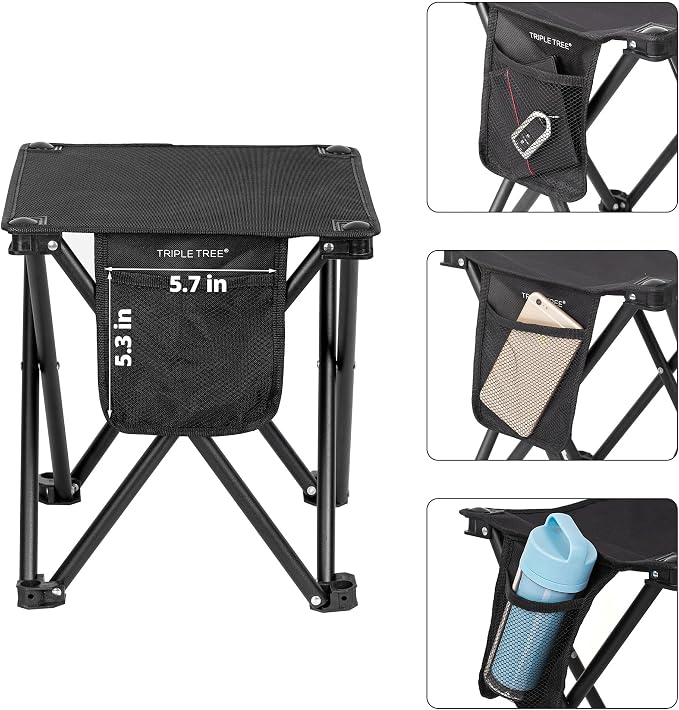 Triple Tree 2 Pack Folding Camping Stool, 13.8 Inch Small Portable Lightweight - Image 4