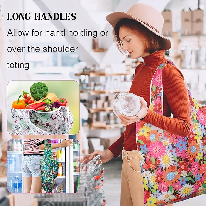 Eccliy 24 Pieces Reusable Grocery Bags Polyester Shopping Bags - Image 5