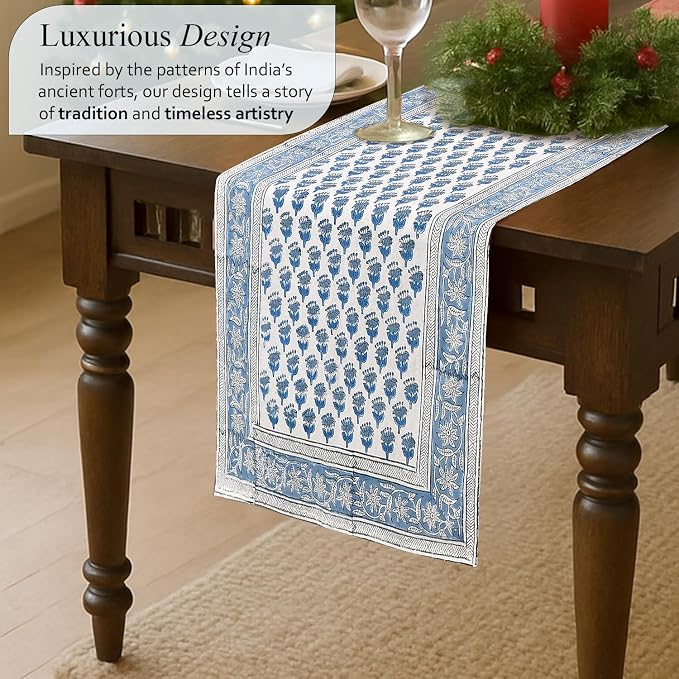 CPC Cotton Table Runner 16x108 Inch Block Printed Long Fall Table Runner - Image 4
