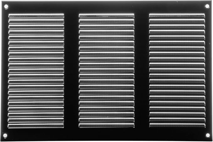Repa Market 12x8 Inch Air Vent Cover/Black Galvanized Steel Louvered Grill Cover by RepaMarket
