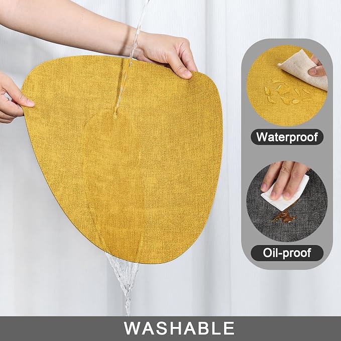 Placemats and Coasters, Washable Reversible Placemats Round Faux Leather - Image 4