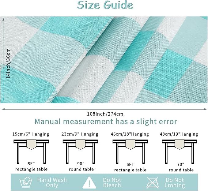 Fabric Checkered Table Runner 12 Pack Waterproof Gingham Table Runner 14W x - Image 4