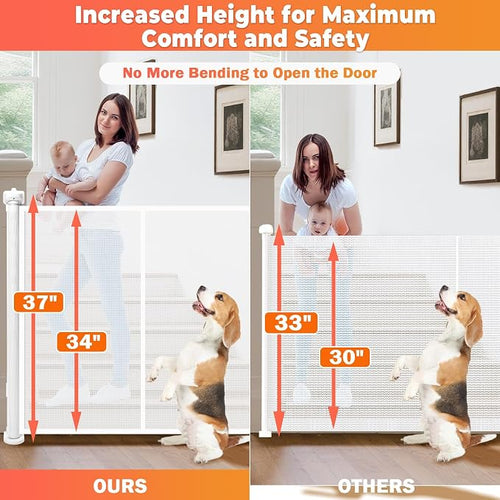 120" Extra Wide Retractable Baby Gates Dog Gate, Long Mesh Gate Pet Gate - Image 2