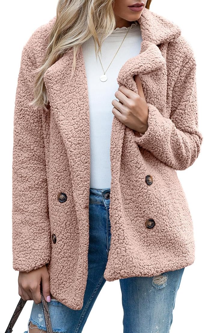 Women's Winter Warm Plush Cardigan Fuzzy Fleece Lapel Jacket by Unknown