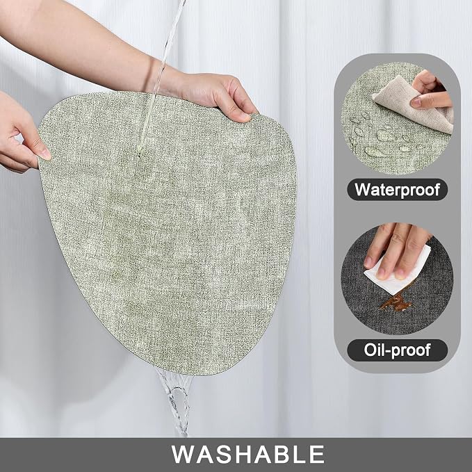 Placemats and Coasters, Washable Reversible Placemats Round Faux Leather - Image 4