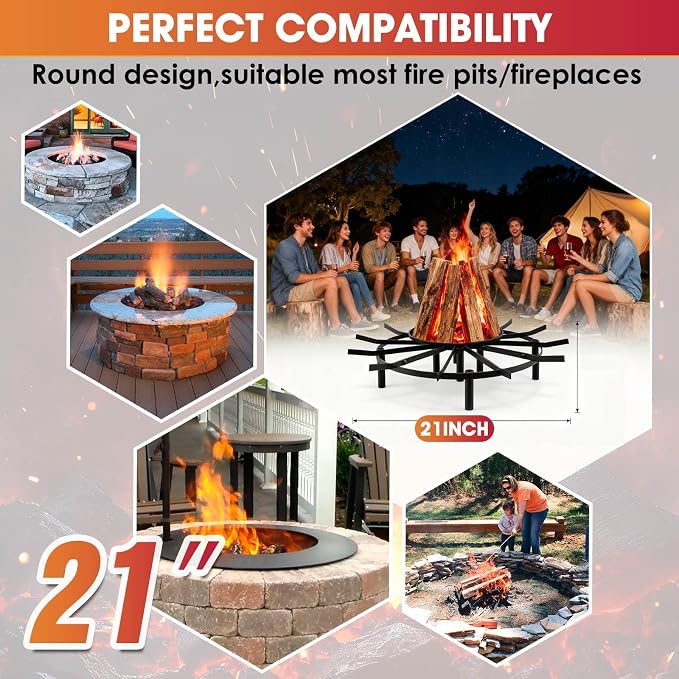 Fire Pit Grate & Fireplace Grate, Heavy Duty Heat Resistant Campfire Grill - Image 3