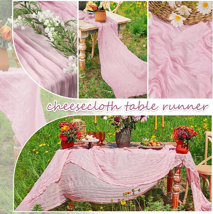 20 Packs Cheesecloth Table Runner 10FT Long Boho Gauze Fabric Table Runner - Image 4
