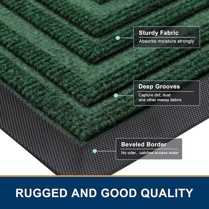 Buganda Front Door Mat Indoor Outdoor Entrance, Non-Slip Natural Rubber Doormats - Image 4