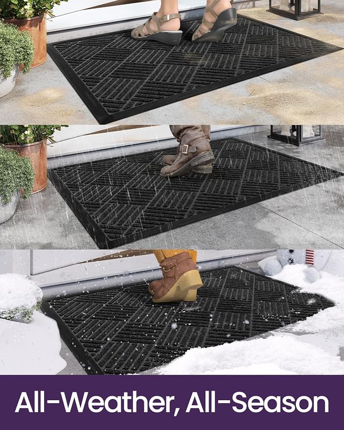 DEXI Front Door Mat Outside Entrance, 2x4 ft Rubber Entry Doormat Heavy Duty - Image 4