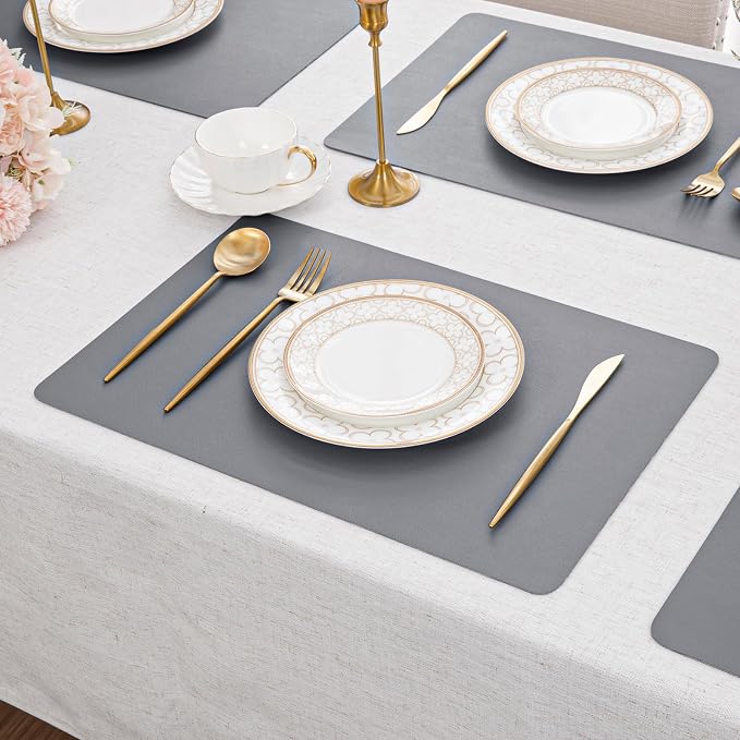 SHACOS Placemats Set of 6 Faux Leather Waterproof Leakproof Wipeable PU - Image 9