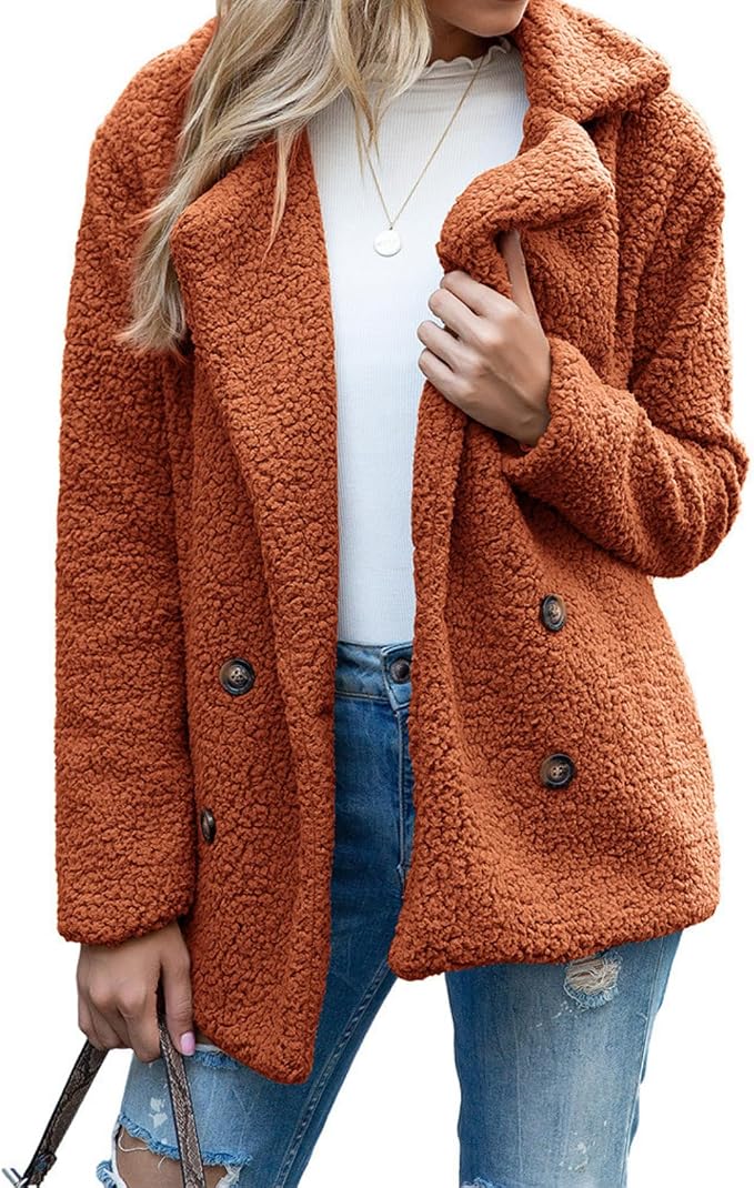 Women's Winter Warm Plush Cardigan Fuzzy Fleece Lapel Jacket by Unknown