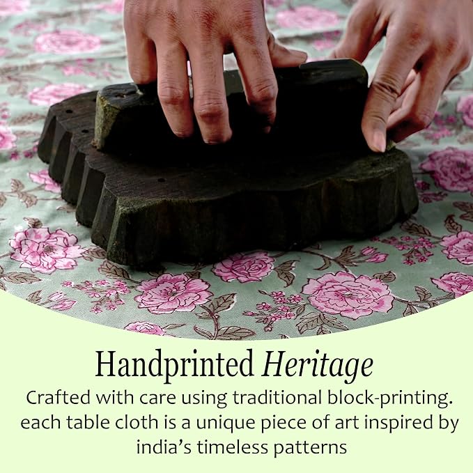CPC Tablecloth 100% Cotton 72x140 Inch Indian Block Print Rectangle Table Cover - Image 5