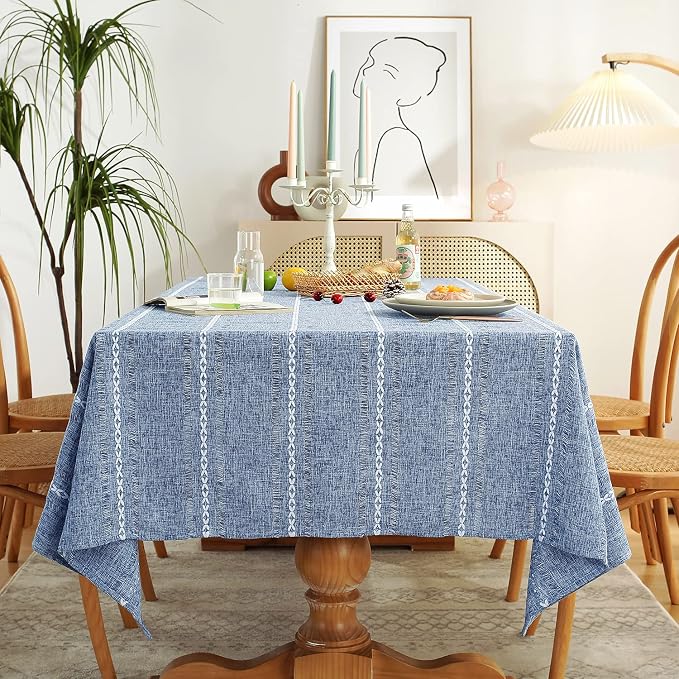 Chassic 60 x 104 inches Farmhouse Style Linen tablecloths, Wrinkle Resistant by Chassic