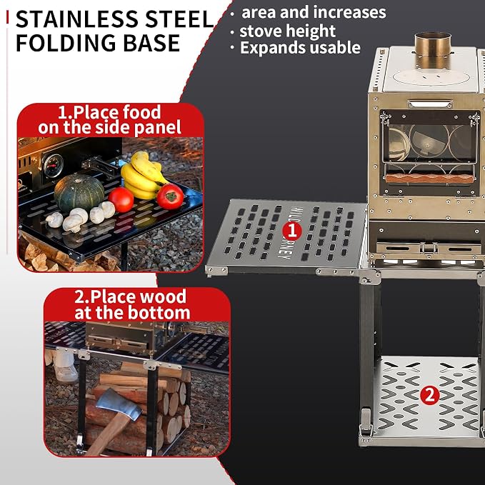 M8 Pellet Stove Pro with Pellet Burner/Oven/Base/Camping Table—Portable - Image 5