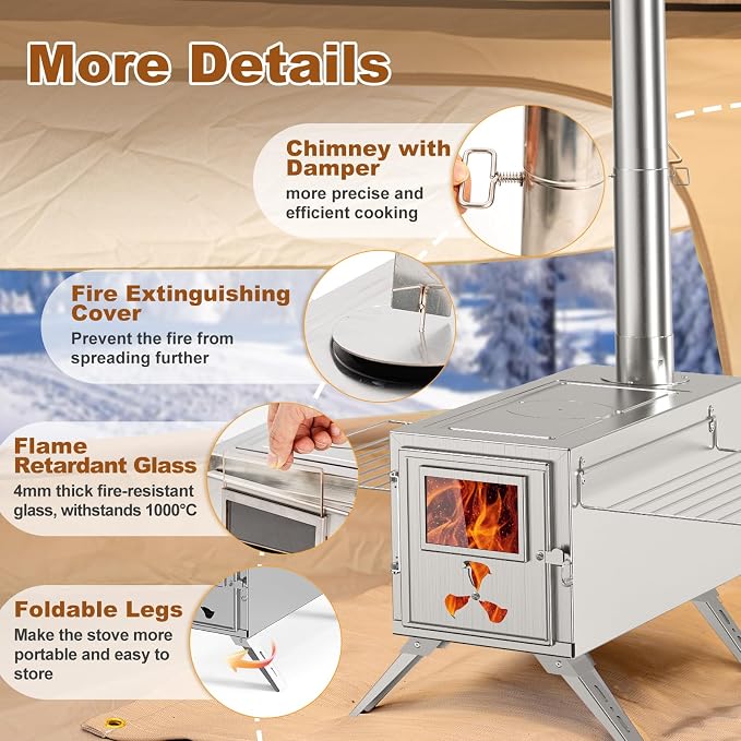 Hot Tent Stove, Camping Wood Burning Stove - Image 4