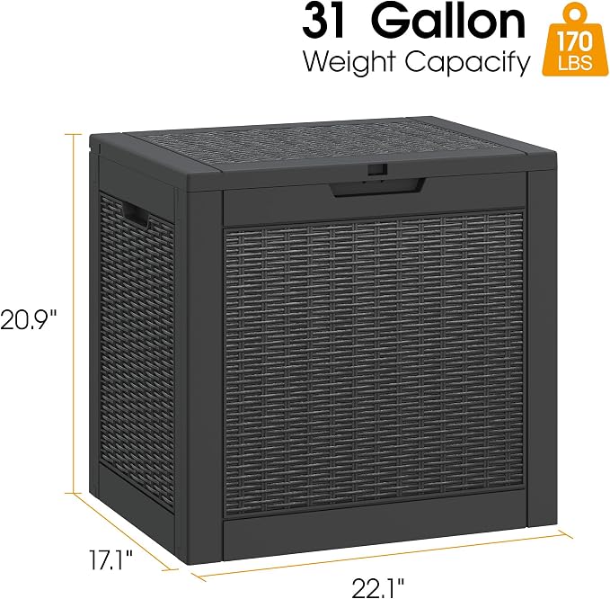 NUNU LAB 31 Gallon Outdoor Storage Box Waterproof, Indoor Outside Deck Boxes - Image 2