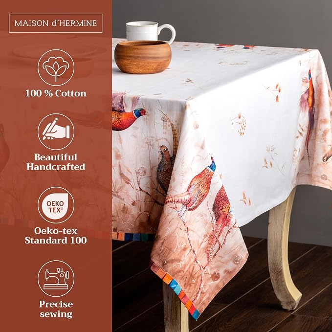 Maison d' Hermine Table Cloth Square Table 100% Cotton 60 x 60 Inches Fall - Image 2