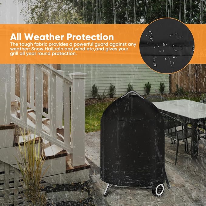 iCOVER Grill Cover for Weber 22 Inch Charcoal Kettle- Heavy Duty Waterproof BBQ - Image 4