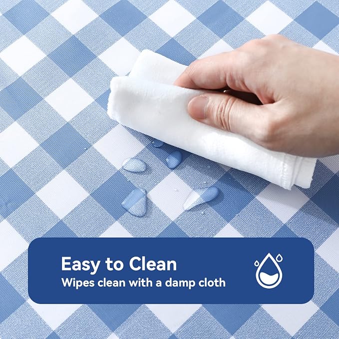 Romanstile Square Vinyl Tablecloth, 100% Waterproof Buffalo Gingham Plastic - Image 2