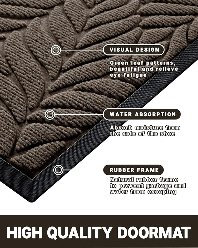 Yimobra Front Door Mat Outdoor Indoor, 29.5x17 All-Season Waterproof Door Mat - Image 4