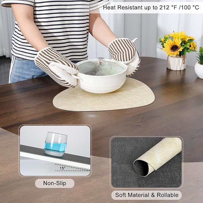 Placemats and Coasters, Washable Reversible Placemats Round Faux Leather - Image 5