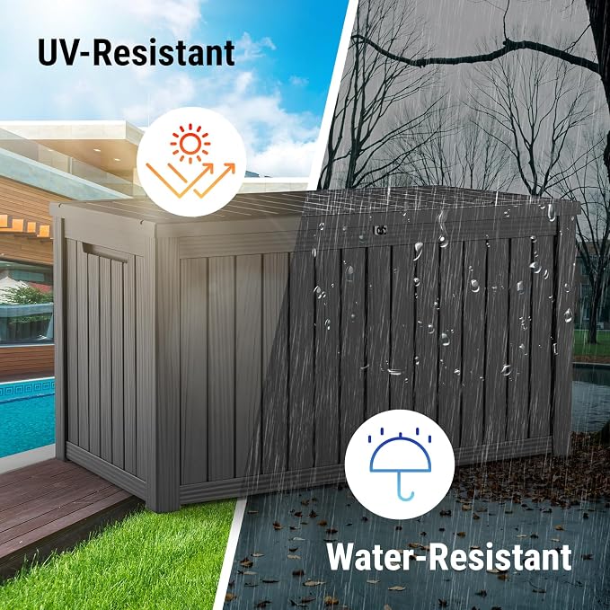 Mars Villa 180 Gallon Outdoor Storage Box, Large Waterproof Resin Deck Box - Image 4