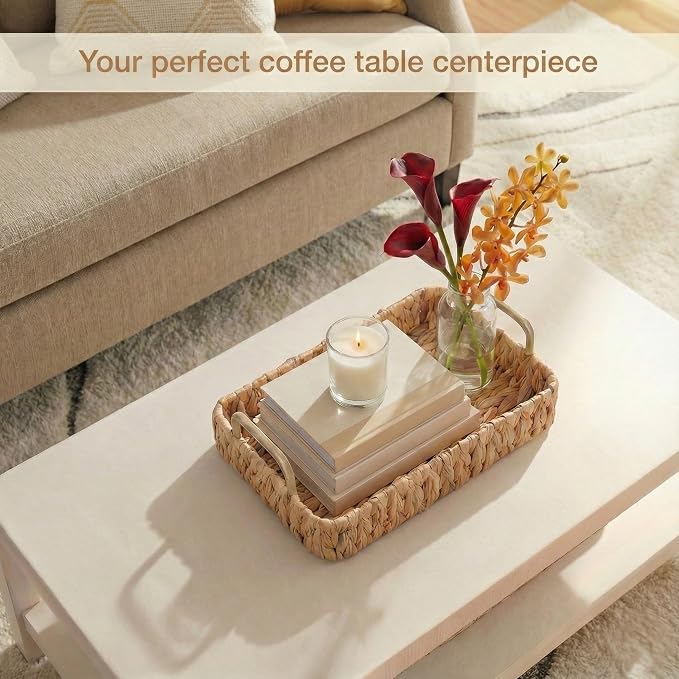 Set of 2 Rectangular Wicker Trays - Image 2