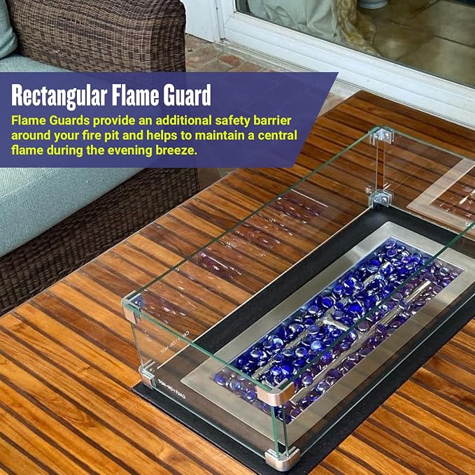 41.5" X 17.5" X 6” Rectangular Glass Flame Guard - Image 2