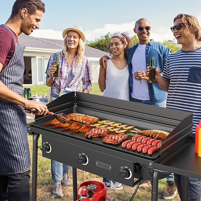 ROVSUN 3 Burner Gas Stove with 2 Side Shelves, 000BTU Portable Propane Stove - Image 7