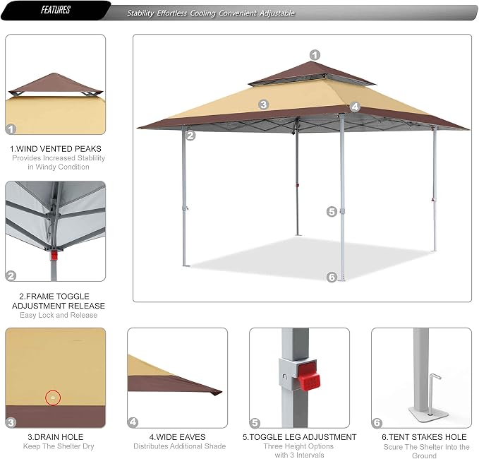 ABCCANOPY 13x13 Pop Up Canopy Base on 10x10 Canopy Frame - Image 5