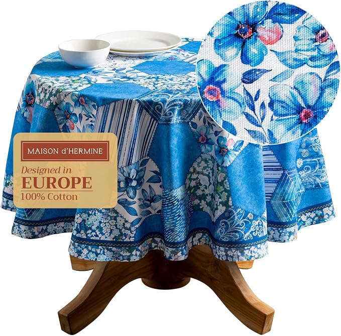 Maison d' Hermine Table Cloth Round Table 100% Cotton 69 Inches Tablecloth by MaisondHermine