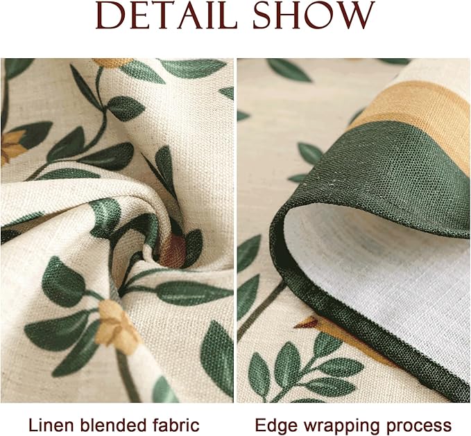 patdrea Designer Green French Linen Long Rectangular Tablecloth, Vintage - Image 5