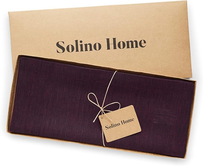 Solino Home Linen Chambray Burgundy Table Runner 132 Inches Long - Image 5
