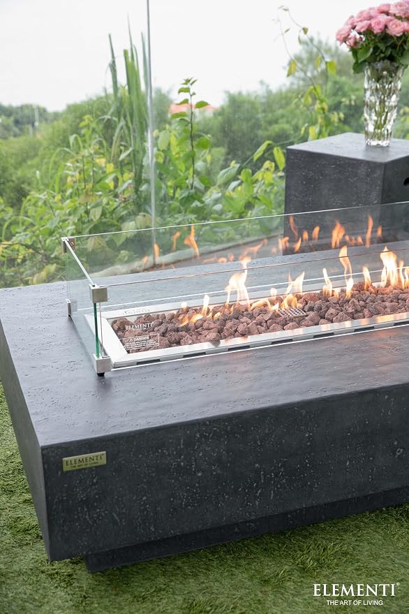 Elementi | Bundle Hampton Gas Fire Pit Cast Concrete 56" Rectangular Fire Table - Image 6