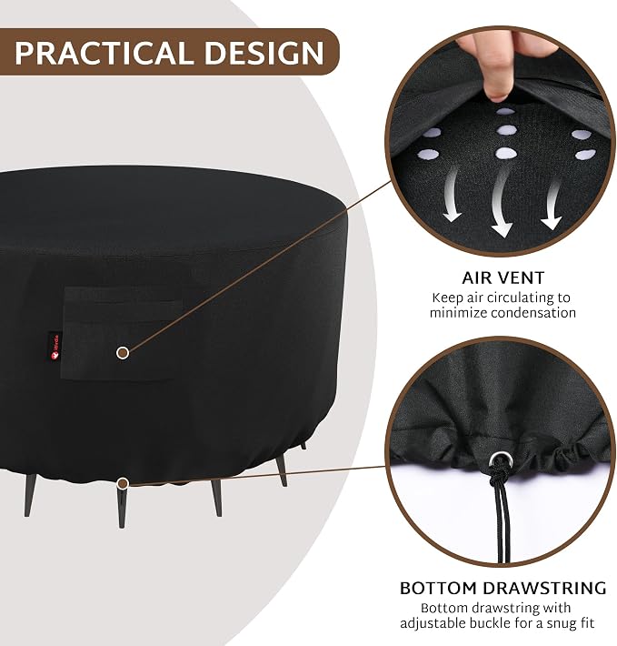 iBirdie Fire Pit Cover Round 32 inch Outdoor Waterproof and Weatherproof Heavy - Image 3