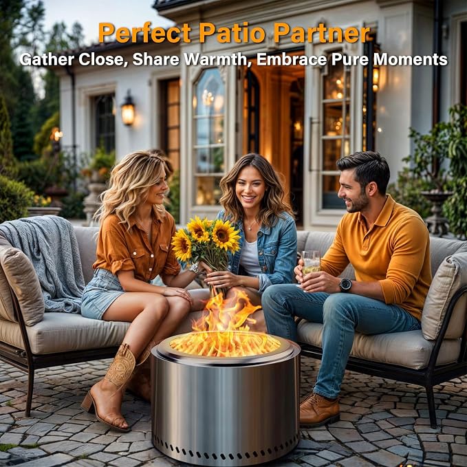 HGD 20 Inch Smokeless Patio Fire Pit, Outdoor Wood Burning Stove, Stainless - Image 6