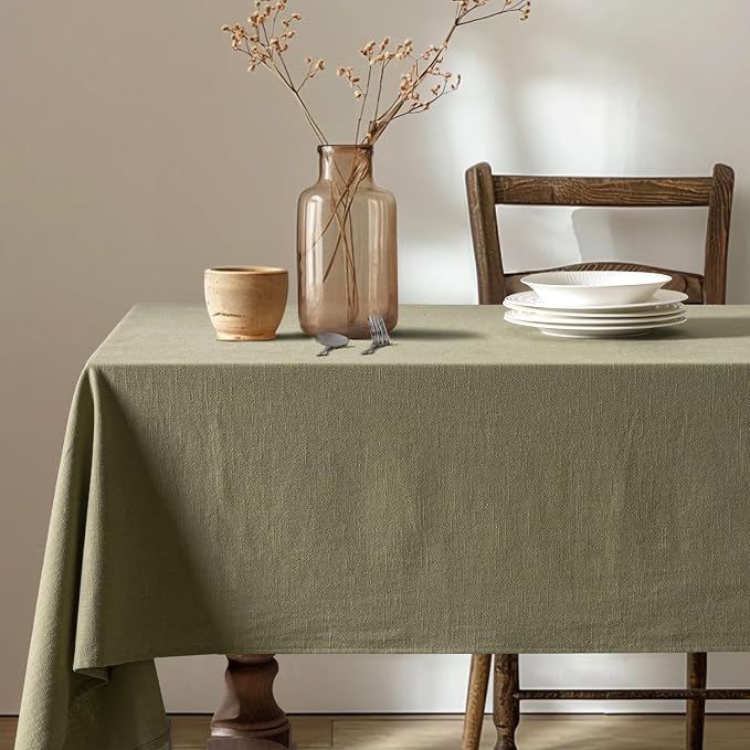 MIULEE Linen Cotton Blend Tablecloth Rectangle, Luxury Waterproof Stain by MIULEE