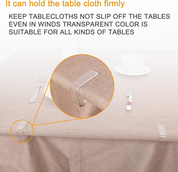 48 Pieces Transparent Clear Tablecloth Clips, Plastic Table Cloth - Image 4