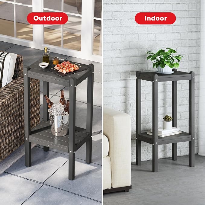 Costaelm Outdoor Side Table, 2-Tier Small Patio Coffee Tables - Image 6